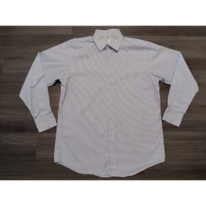 Brooks‎ Brothers Men's Makers Blue White Striped Long Sleeve Shirt Size 16.5-34